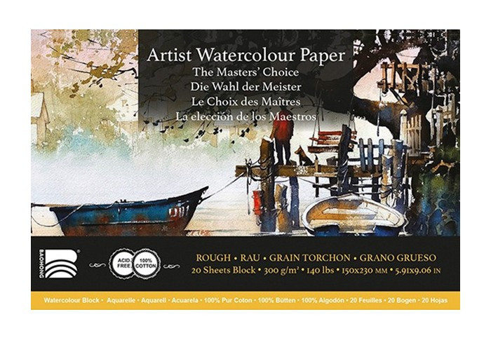 BAOHONG MASTERS' CHOICE BLOC ACUARELA 20 HOJAS 300 G 15 X 23 CM - GRANO GRUESO - EDICIÓN THOMAS W SCHALLER
