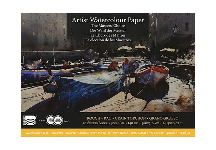 BAOHONG MASTERS' CHOICE BLOCCO PER ACQUERELLO 20 FOGLI 300 G 36 X 51 CM - GRANA GROSSA - EDIZIONE ÁLVARO CASTAGNET