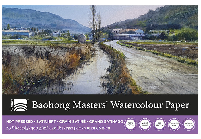 BAOHONG MASTERS' CHOICE BLOCCO PER ACQUERELLO 20 FOGLI 300 G 15 X 23 CM - GRANA SATINATA - EDIZIONE PABLO RUBÉN