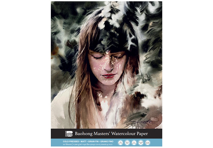 BAOHONG MASTERS' CHOICE BLOCCO PER ACQUERELLO 20 FOGLI 300 G 31 X 41 CM - GRANA FINE - EDIZIONE JUN HUN SUNG