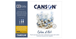 CANSON COTON D'ART BLOC ACUARELA ENCOLADO 4 LADOS 20 HOJAS 300 G - GRANO FINO