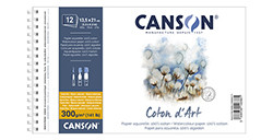 CANSON COTON D'ART BLOCCO SPIRALATO PER ACQUERELLO 12 FOGLI 300 G - GRANA FINE