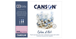 CANSON COTON D'ART WATERCOLOUR BLOCK GLUED 4 SIDES 20 SHEETS 300 G - HOT PRESSED
