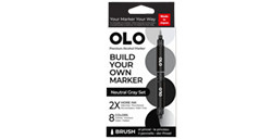 OLO SET NEUTRAL GRAUE FARBEN - 8 ANPASSBARE MARKER