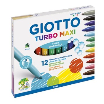 GIOTTO TURBO MAXI ASTUCCI DI PENNARELLI ASSORTITI CON INCHIOSTRI INNOCUI E LAVABILI