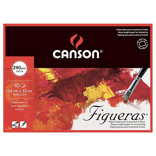 CANSON FIGUERAS BLOC PAPIER HUILE/ACRYLIQUE GRAIN TOILÉ 290 G COLLÉ UNE CÔTÉ