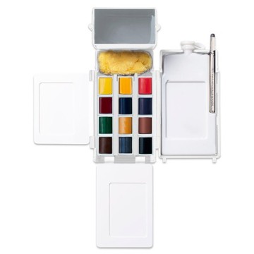 WINSOR & NEWTON ACQUERELLO PROFESSIONAL SET TASCABILE 12 MEZZI GODET + PENNELLO + BOTTIGLIA