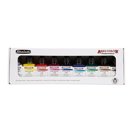 AERO COLOR PROFESSIONAL SCHMINCKE SET BÁSICO 9 COLORES X 28 ML