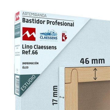 ARTEMIRANDA TELAIO ESTUDIO PROFESSIONALE (46X17 MM) LINO GRANA MEDIO-FINE CLAESSENS RIF-66 OLIO (IMPRIMITURA ALCHIDICA)