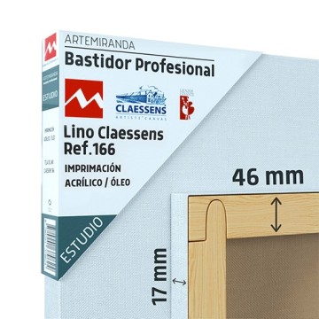 ARTEMIRANDA TELAIO ESTUDIO PROFESSIONALE (46X17 MM) LINO GRANA MEDIO-FINE CLAESSENS RIF-166 OLIO/ACRILICO (IMPRIM ACRILICA)