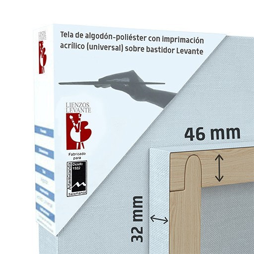 CHÂSSIS ENTOILÉ GALERIA 3D (46X32MM) COTON-POLYESTER Nº 2 FIN POUR HUILE/ACRYLIQUE (APPRÊT ACRYLIQUE)