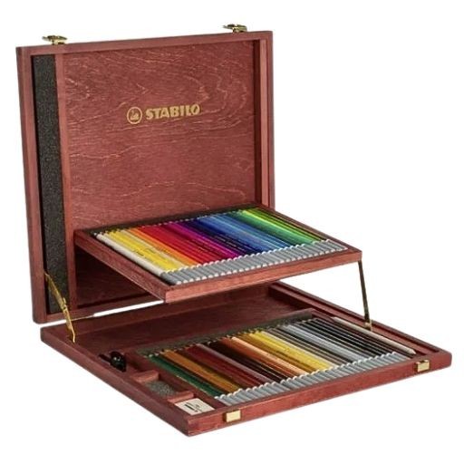 STABILO CARBOTHELLO HOLZKASTEN 60 PASTELLKREIDESTIFTE + ZUBEHÖR