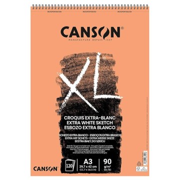 CANSON XL EXTRA WHITE BLOCCO PER SCHIZZI SPIRALATO CARTA EXTRA BIANCA 120 FOGLI 90 G