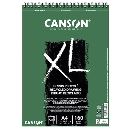 CANSON BLOC XL DESSIN RECYCLÉ 160 G SPIRALÉ