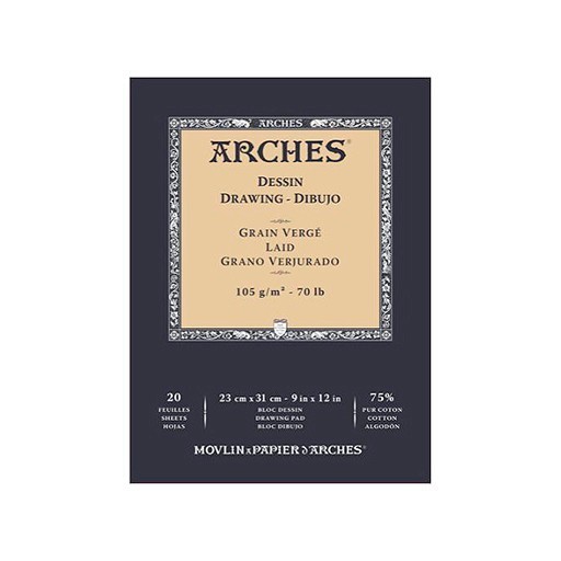 ARCHES BLOCCO DISEGNO 20 FOGLI DI CARTA VERGATA 105 G