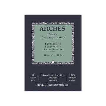 ARCHES BLOCCO DISEGNO 16 FOGLI EXTRA BIANCHI 180 G E CREMA 200 G