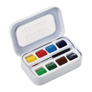 SENNELIER L'AQUARELLE SCATOLA ACQUERELLO METALLO AQUA-MINI - 8 MEZZI GODET + PENNELLO