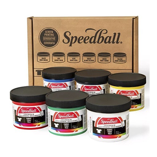 SPEEDBALL FABRIC SCREENPRINTING STARTER SET - ASSORTIMENTO DI 6 INCHIOSTRI PER SERIGRAFIA SU TESSUTO