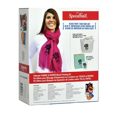 SPEEDBALL KIT COMPLETO PER LA LINOLEOGRAFIA SU TESSUTO