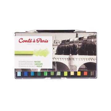 CONTÉ À PARIS SCATOLA CON 12 CARRÈ COLORI PAESAGGIO