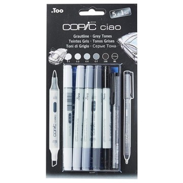 COPIC CIAO SET DI PENNARELLI 5+1 TONALITÀ GRIGIE