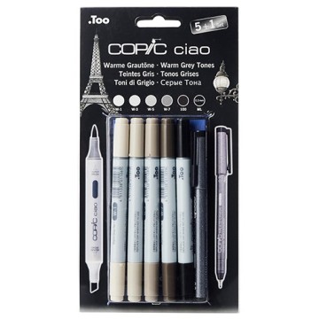 COPIC CIAO SET DI PENNARELLI 5+1 TONALITÀ GRIGIE CALDE