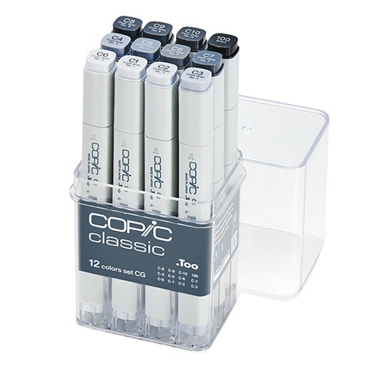 COPIC CLASSIC MARKER ESTUCHE CON 12 ROTULADORES GRIS FRIO (COOL GRAY)