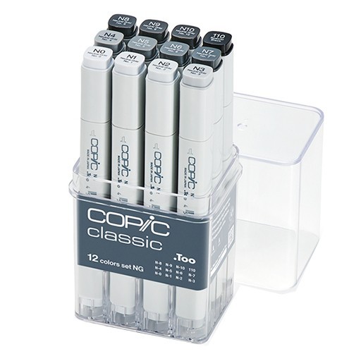 COPIC CLASSIC MARKER SET 12 STK NEUTRAL GRAYS - NEUTRALE GRAUTÖNE