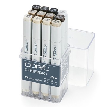 COPIC CLASSIC MARKER ASTUCCIO DI 12 PENNARELLI GRIGI CALDI - WARM GRAYS