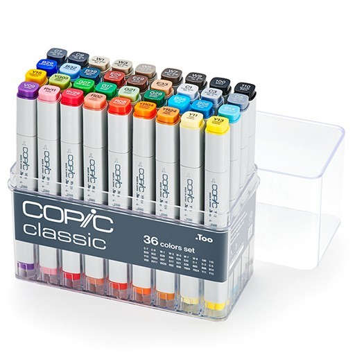 COPIC CLASSIC MARKER CASE OF 36 ASSORTED COLOURS