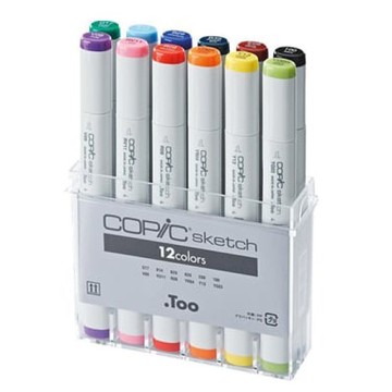 COPIC SKETCH ASTUCCIO DI 12 PENNARELLI COLORI ASSORTITI - SET B