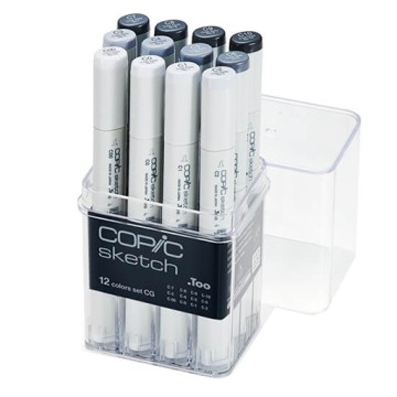 COPIC SKETCH ASTUCCIO DI 12 PENNARELLI GRIGI FREDDI - COOL GRAYS