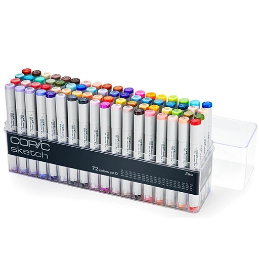 COPIC SKETCH MARKER CASE OF 72 ASSORTED COLOURS - SET D