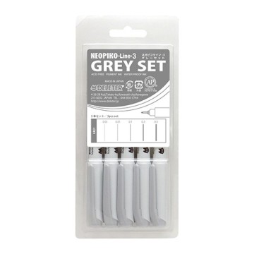 DELETER NEOPIKO LINE-3 SET 5 PENNARELLI FINELINER GRIGI