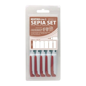 DELETER NEOPIKO LINE-3 SET 5 PENNARELLI FINELINER SEPPIA