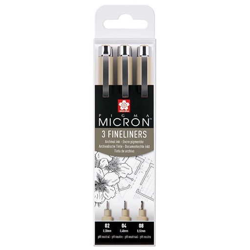 SAKURA PIGMA MICRON SET 3 STYLOS NOIRS