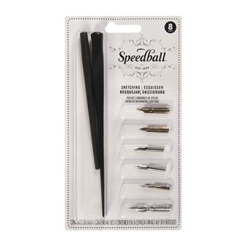 SPEEDBALL SKETCHING PEN SET - ASSORTIMENTO DI 6 PENNINI E 2 PORTAPENNINI PER SCHIZZO E DISEGNO