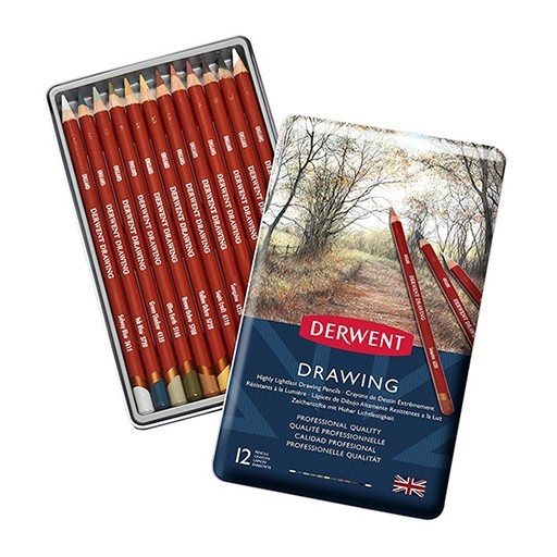 DERWENT DRAWING MATITE DA DISEGNO IN SCATOLE DI METALLO