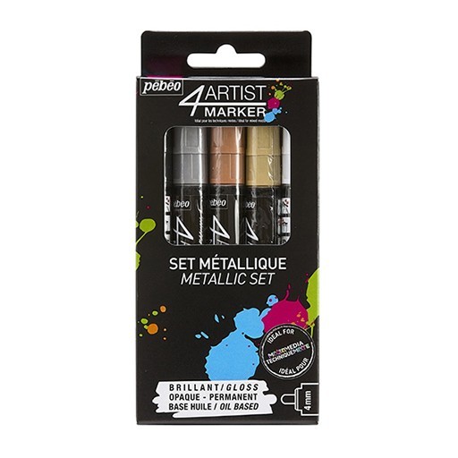 PÉBÉO 4ARTIST MARKER OIL BASED PAINT SET OF 5 X 4 MM METALLIC COLOURS
