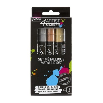 PÉBÉO 4ARTIST MARKER SET 5 PENNARELLI AD OLIO COLORI METALLICI CON PUNTA DA 4 MM