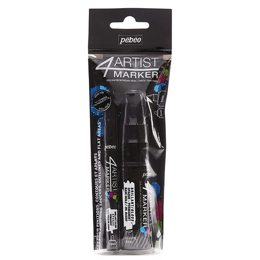 PÉBÉO 4ARTIST MARKER MARQUEUR PEINTURE BASE HUILE SET DE 2 MARQUEURS DE 2 MM ET 8 MM NOIRS