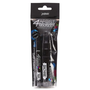 PÉBÉO 4ARTIST MARKER SET 2 PENNARELLI AD OLIO NERI CON PUNTA DA 2 MM E 8 MM