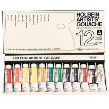 HOLBEIN ARTISTS' GOUACHE SCATOLA CARTONE 12 TUBETTI 5 ML COLORI ASSORTITI