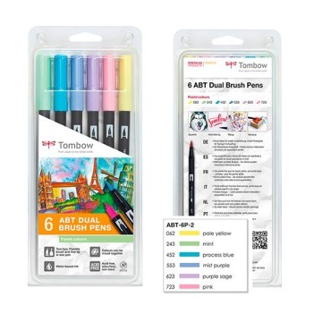 TOMBOW DUAL BRUSH SET 6 PENNARELLI A DOPPIA PUNTA - COLORI PASTELLO
