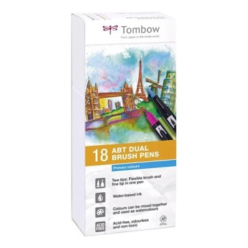 TOMBOW DUAL BRUSH SET 18 PENNARELLI A DOPPIA PUNTA - COLORI PRIMARI