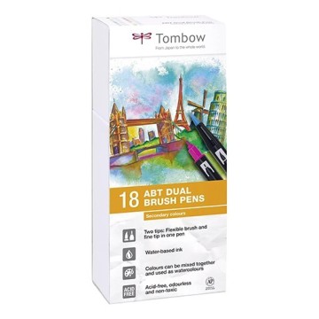 TOMBOW DUAL BRUSH SET 18 PENNARELLI A DOPPIA PUNTA - COLORI SECONDARI