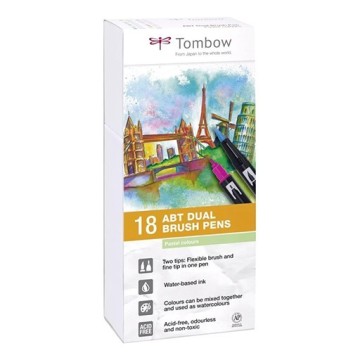 TOMBOW DUAL BRUSH SET 18 PENNARELLI A DOPPIA PUNTA - COLORI PASTELLO