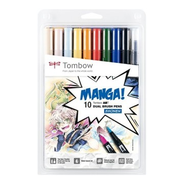 TOMBOW DUAL BRUSH SET 10 PENNARELLI A DOPPIA PUNTA - MANGA SHONEN