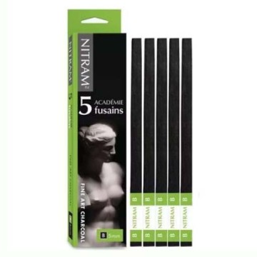 NITRAM PACK OF 5 SQUARE SOFT CHARCOAL STICKS (B)