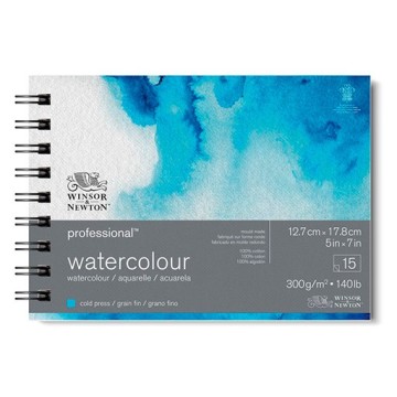 WINSOR & NEWTON PROFESSIONAL BLOCCO DA VIAGGIO SPIRALATO PER ACQUERELLO 100% COTONE 300 G